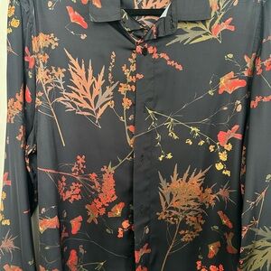 ASOS Black Floral Casual Button Down Shirt